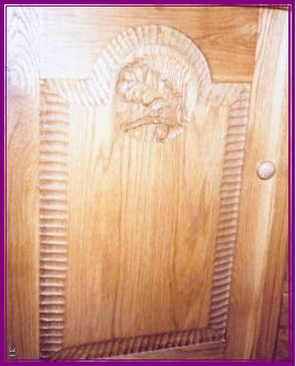 A close up of the door of the dresser